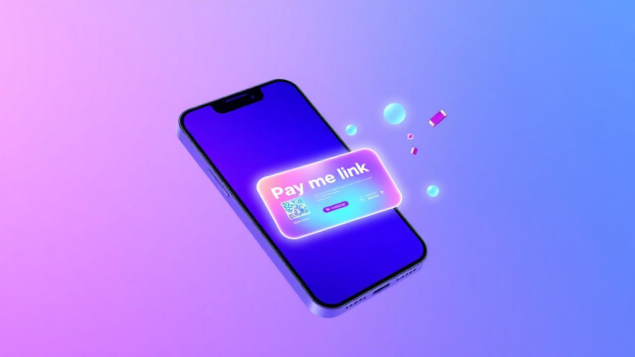 Smartphone showing a Pay-me link with QR code and incoming payments